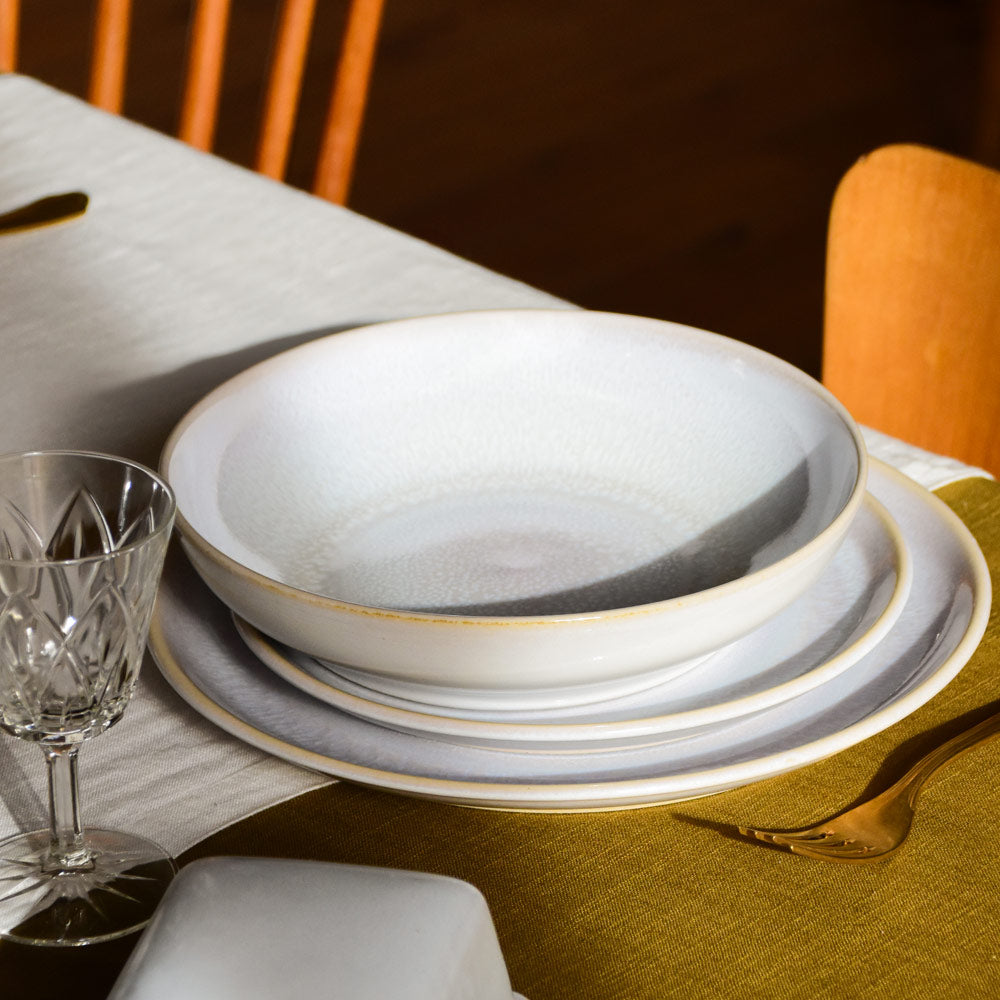 Assiettes Plates Secret De Gourmet - Lot De 6 - Diamètre 27cm, Grès Ivoire - Compatible Lave-vaisselle