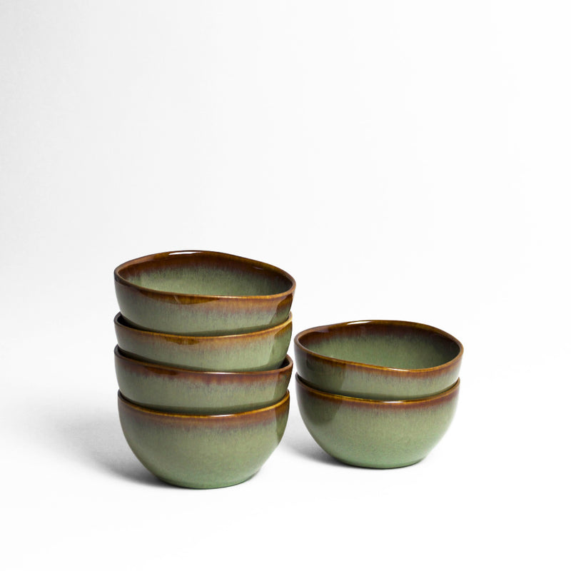 Bonsaï Bol Avec Soucoupe Gr. 4 - Glaze Noble Dégradé Light Green-Beige Ovale 25,5cm