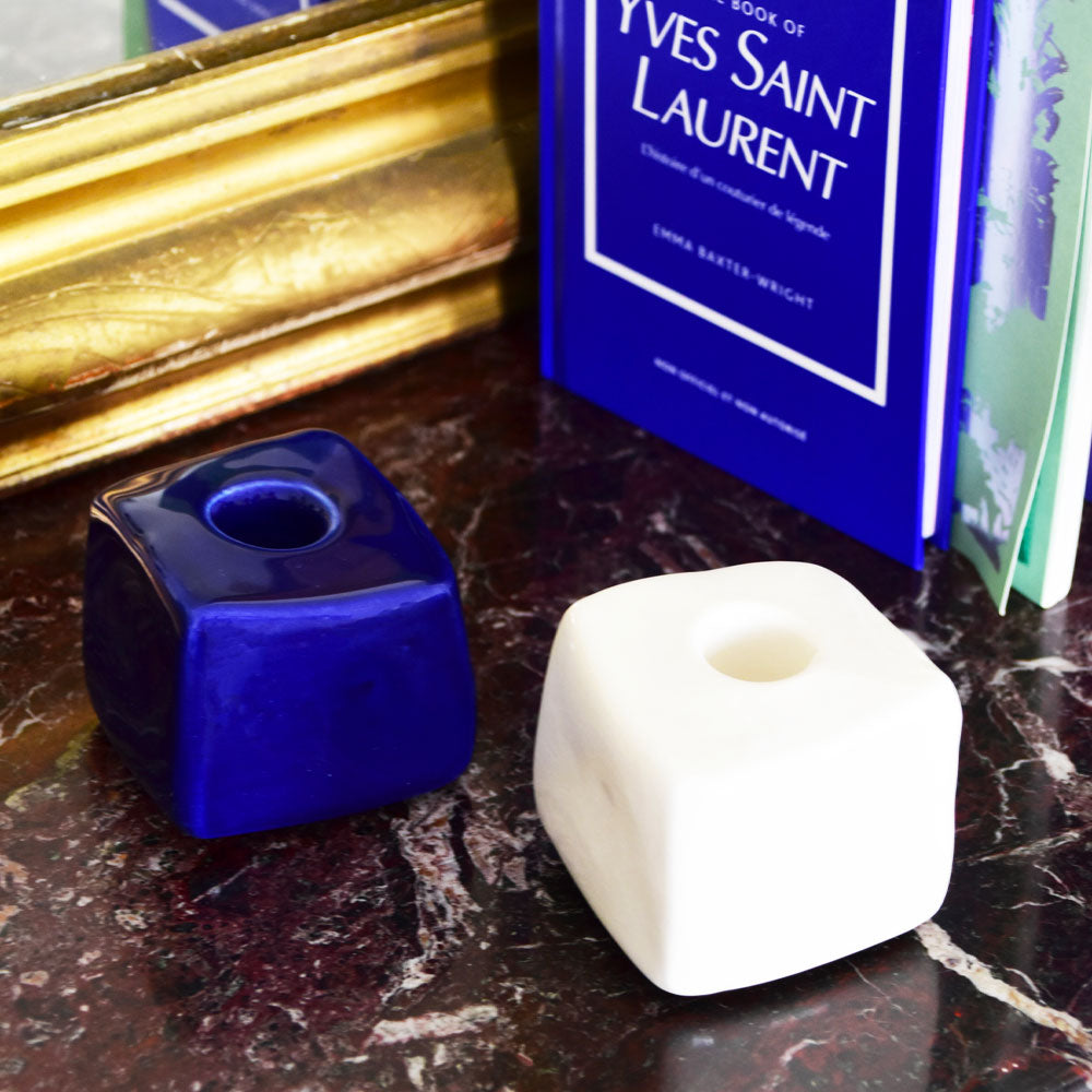 Bougeoirs Sol | Mix Indigo & Blanc