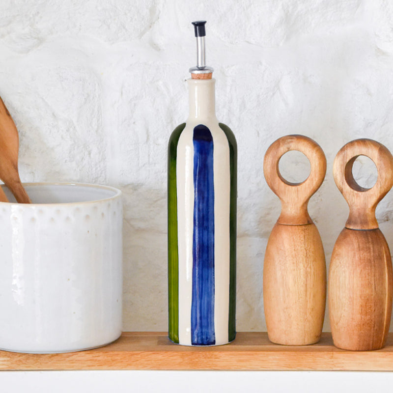 Bouteille d'huile | Bleu & Vert Linhas