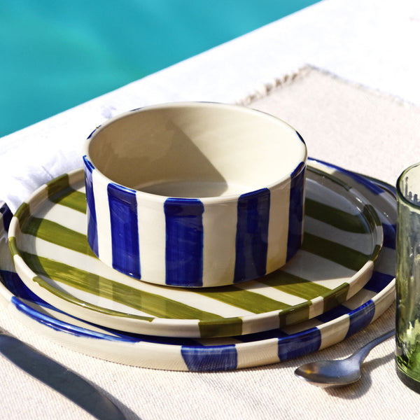Ensemble Vaisselle Pour 4 – Assiettes Et Bols En Céramique – Style Pois Multicolore