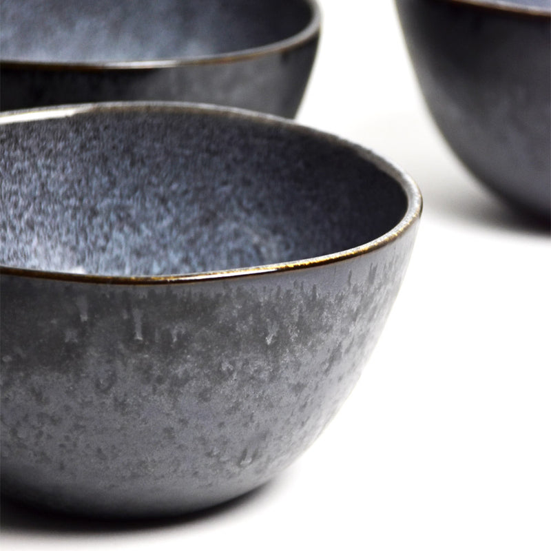Bol En Porcelaine Noire 6 Pièces - Style Pierre Naturelle - Va Au Four, Lave-vaisselle - Parfait Pour Salades, Plats Chauds - 8