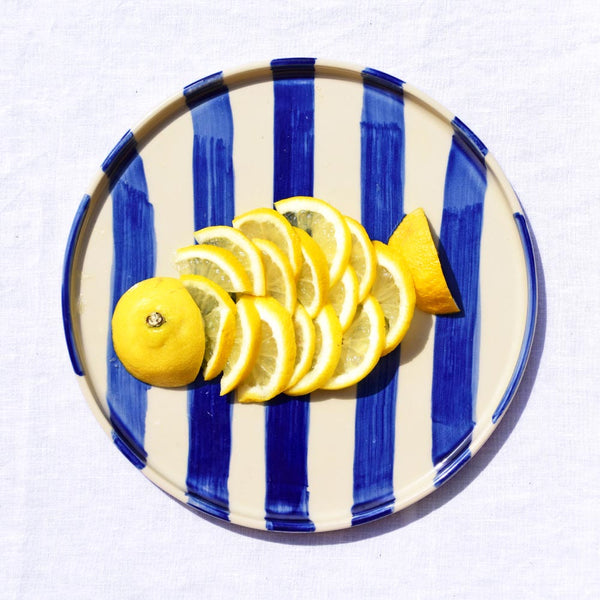 Grande assiette | Bleu Linhas