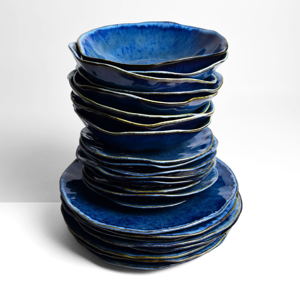 Assiette En Grès Bleu 22 Cm – Collection Au Grès Du Temps, Fabrication Artisanale, Pour Table Du Quotidien - 10
