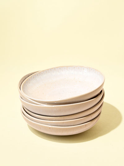 Assiette creuse en céramique émail blanc audacieux Céladon, set de 6