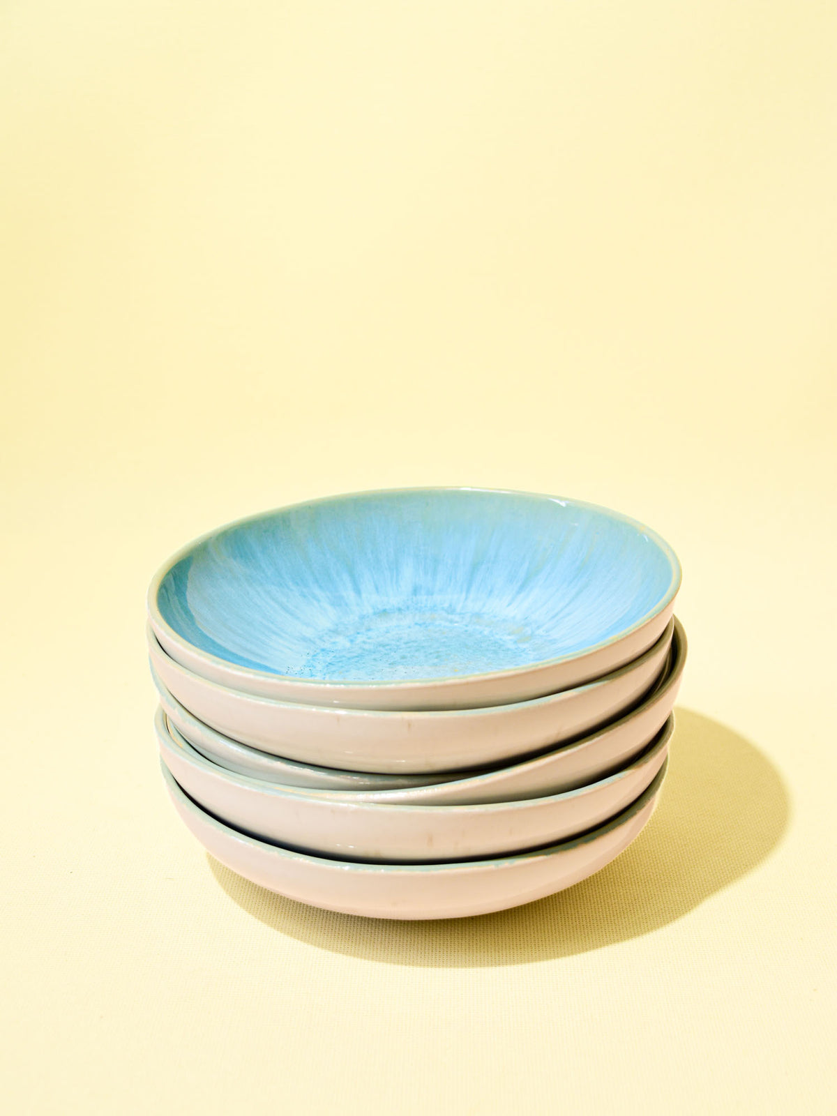 Assiette creuse en céramique émail bleu água Céladon, set de 6