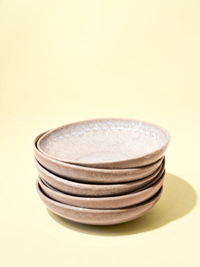 Assiette creuse en céramique émail gris audacieux Céladon, set de 6