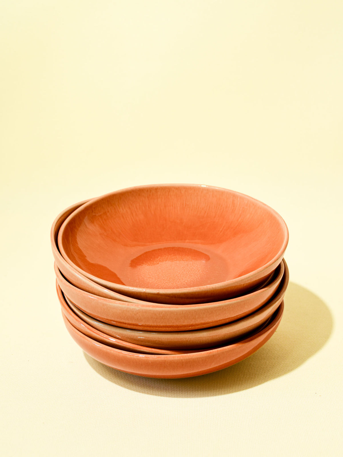 Assiette creuse en céramique émail terracotta sienna Céladon, set de 6