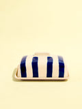 Beurrier en céramique motif Linhas bleu Céladon, vue de face