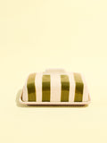 Beurrier en céramique motif Linhas vert Céladon, vue de face