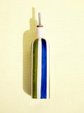 Bouteille d'huile en céramique motif Linhas bleu & vert Céladon, vue de face
