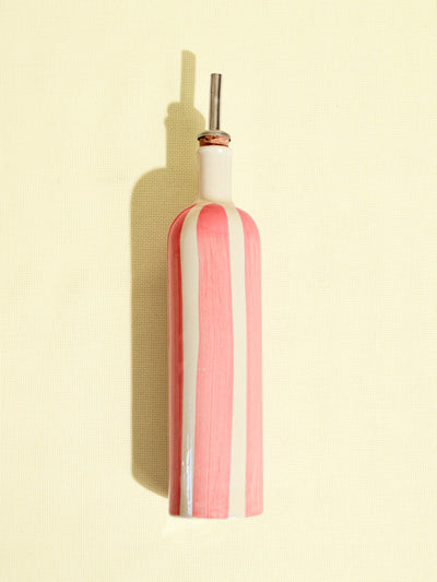 Bouteille d'huile en céramique motif Linhas rose Céladon, vue de face