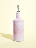 Bouteille d'huile en céramique émail rose minéral Céladon, vue de face