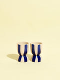 Coquetiers en céramique motif Linhas bleu Céladon, set de 2
