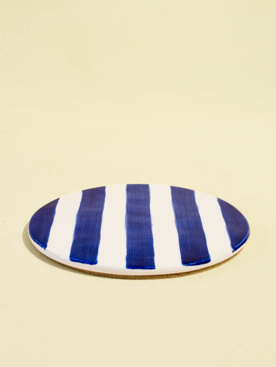Dessous de plat en céramique motif Linhas bleu Céladon, vue de face