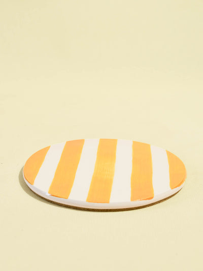 Dessous de plat en céramique motif Linhas jaune Céladon, vue de face