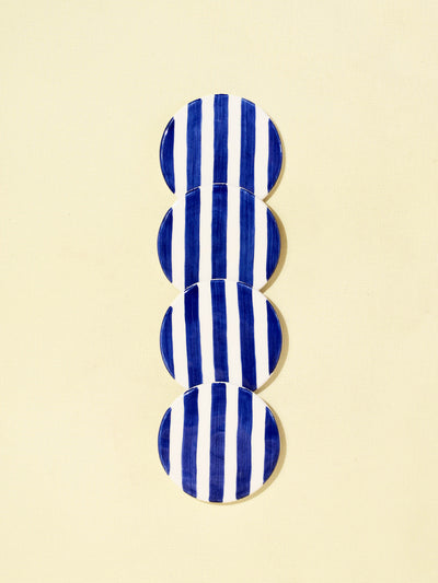 Dessous de verre en céramique motif Linhas bleu Céladon, vue de dessus