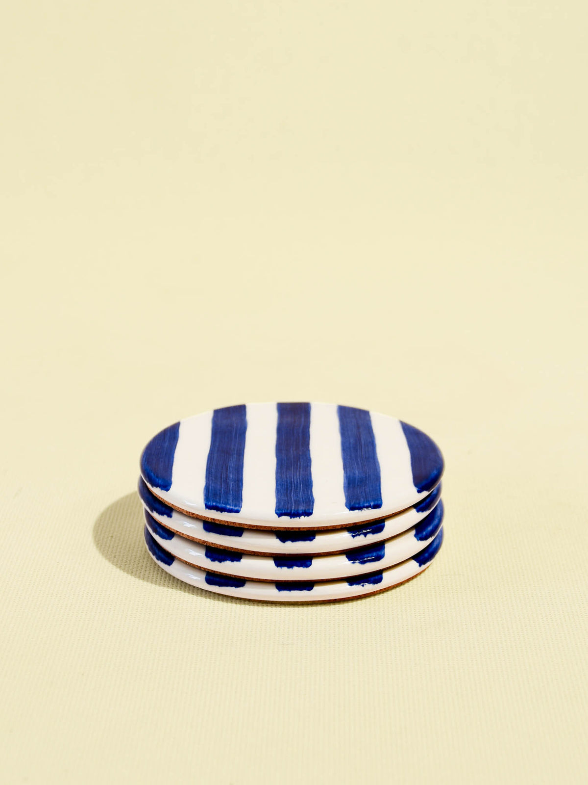 Dessous de verre en céramique motif Linhas bleu Céladon, set de 4