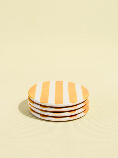 Dessous de verre en céramique motif Linhas jaune Céladon, set de 4