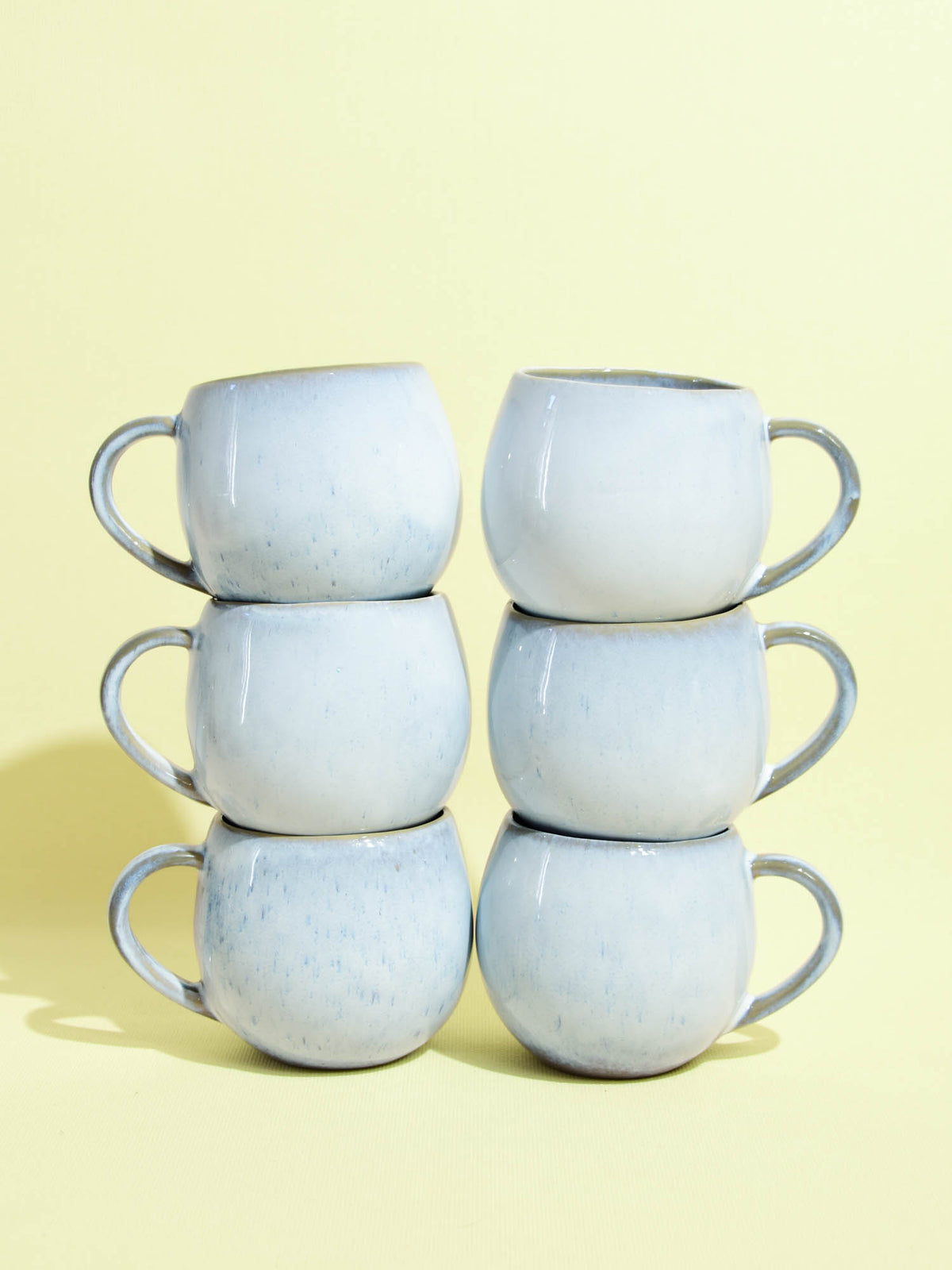 Grand mug en céramique émail bleu ciel Céladon, set de 6