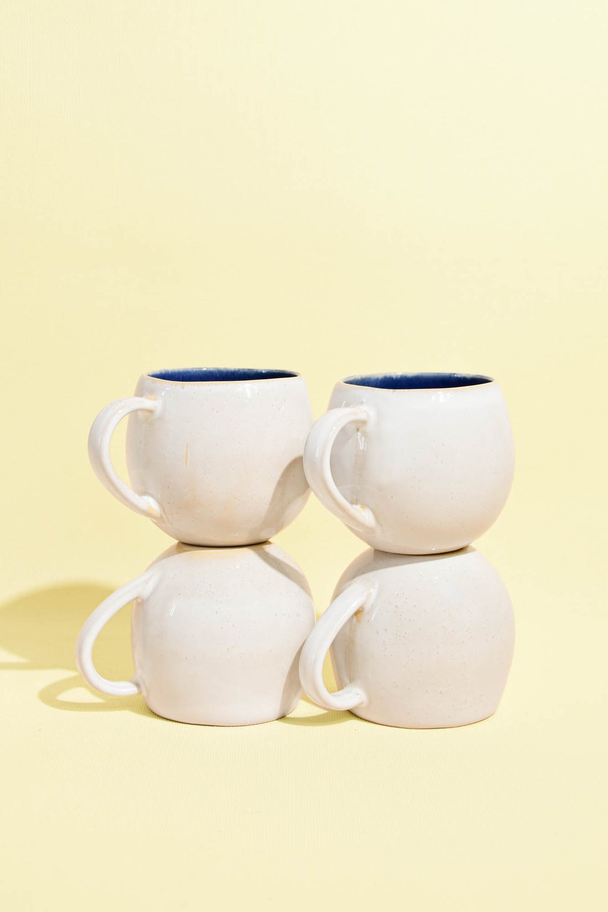 Grand mug en céramique émail bleu odyssée Céladon, set de 4