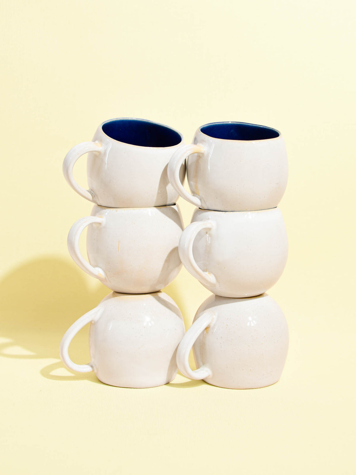 Grand mug en céramique émail bleu odyssée Céladon, set de 6