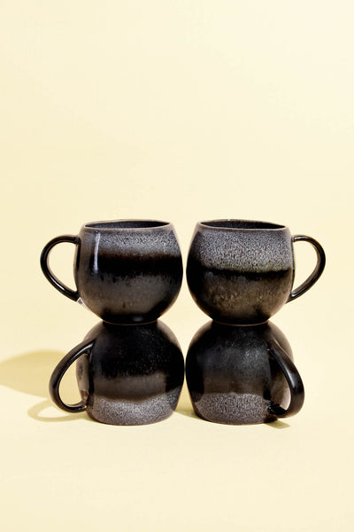 Grand mug en céramique émail noir écume Céladon, set de 4
