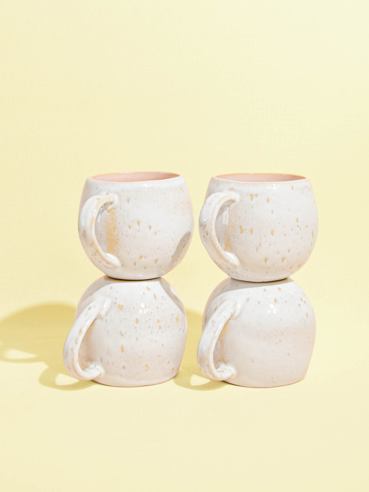 Grand mug en céramique émail rose bohême Céladon, set de 4
