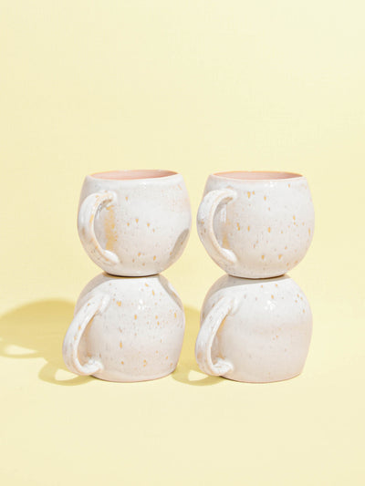 Grand mug en céramique émail rose bohême Céladon, set de 4
