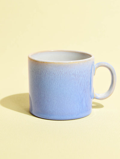 Grand mug droit en céramique émail bleu minéral Céladon, vue de face