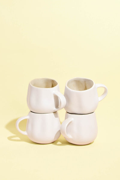 Grand mug Onda en céramique émail beige sable Céladon, set de 4