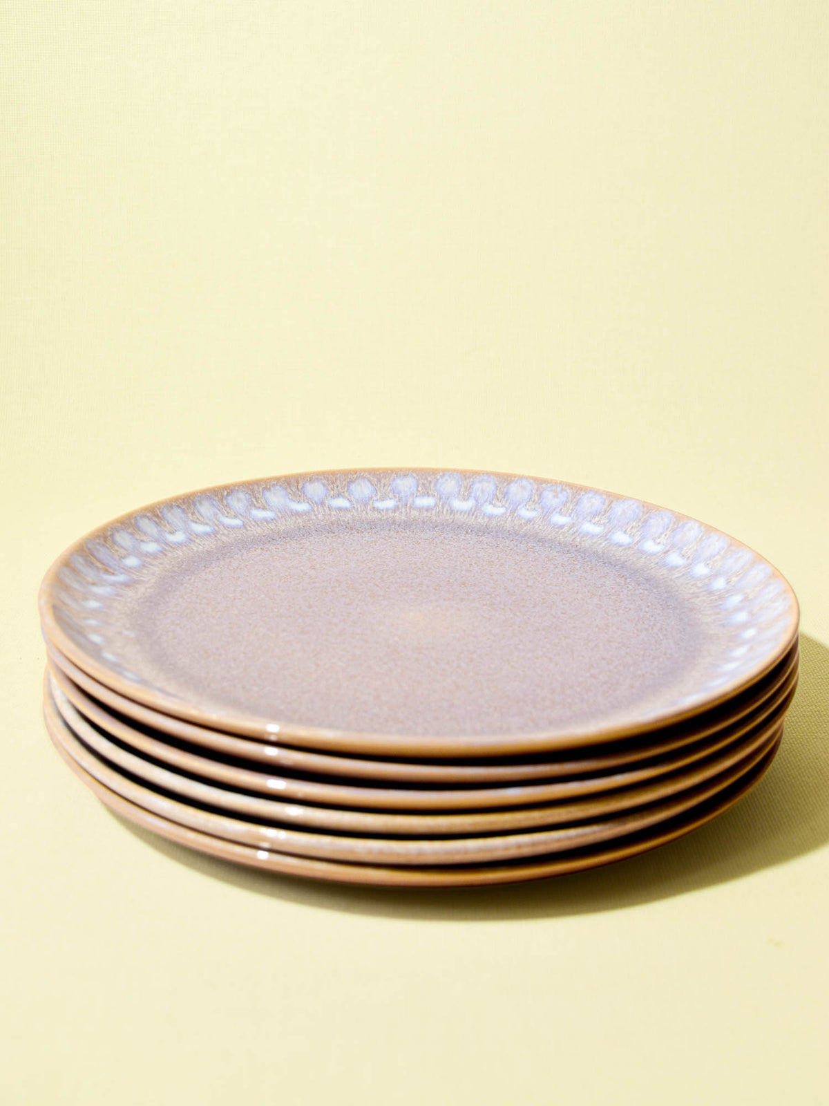 Grande assiette en céramique émail gris audacieux Céladon, set de 6