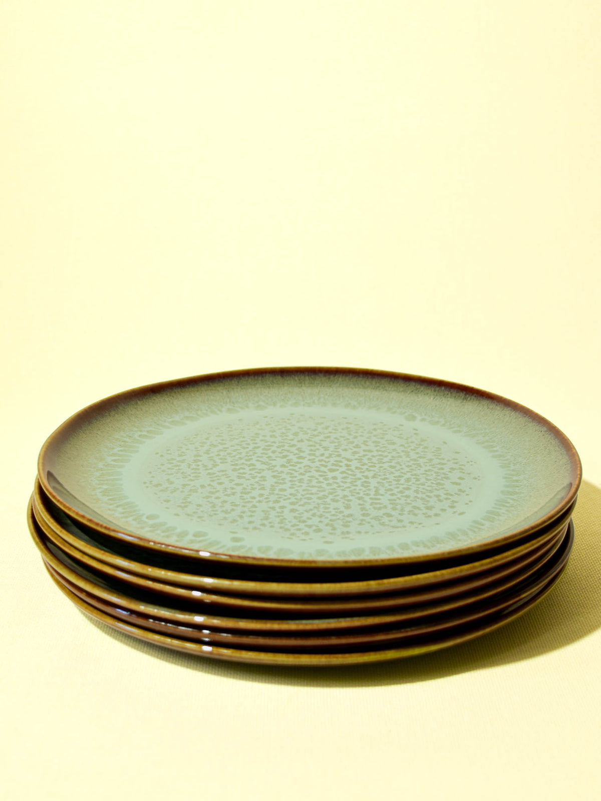 Grande assiette en céramique émail vert rivage Céladon, set de 6
