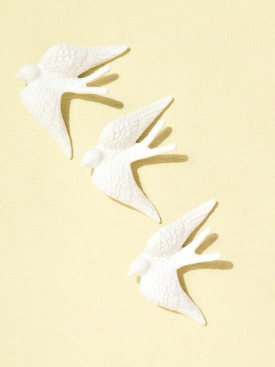 Hirondelle murale en céramique émail blanc Céladon, set de 3