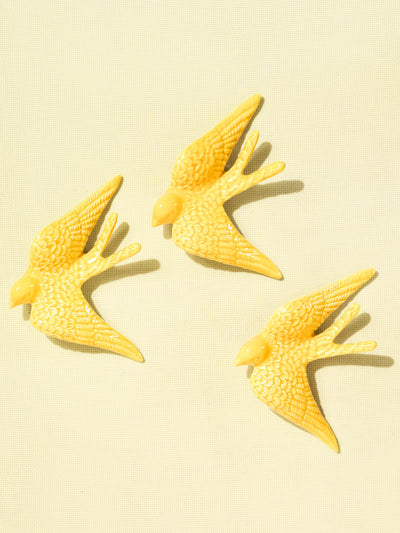 Hirondelle murale en céramique émail jaune Céladon, set de 3