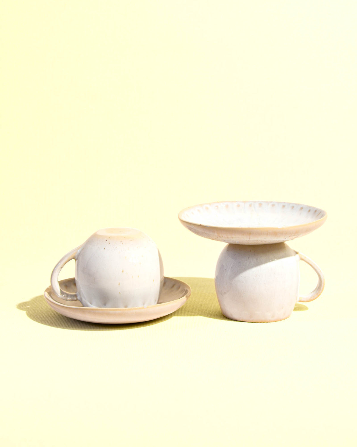 Mini assiette en céramique émail blanc audacieux Céladon, mise en scène