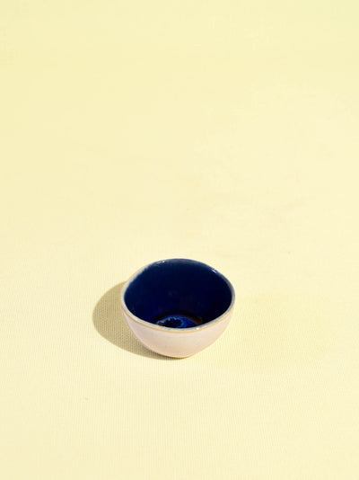 Mini bol en céramique émail bleu odyssée Céladon, vue de face