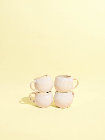 Mini mug en céramique émail blanc audacieux Céladon, set de 4
