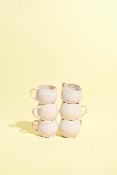 Mini mug en céramique émail blanc audacieux Céladon, set de 6
