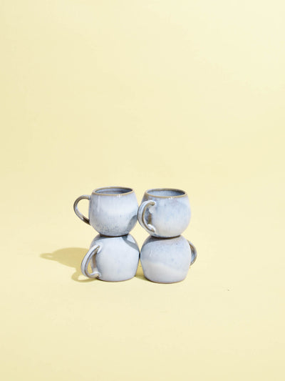 Mini mug en céramique émail bleu ciel Céladon, set de 4