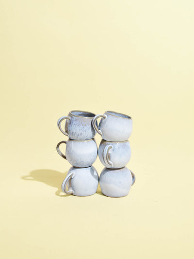 Mini mug en céramique émail bleu ciel Céladon, set de 6