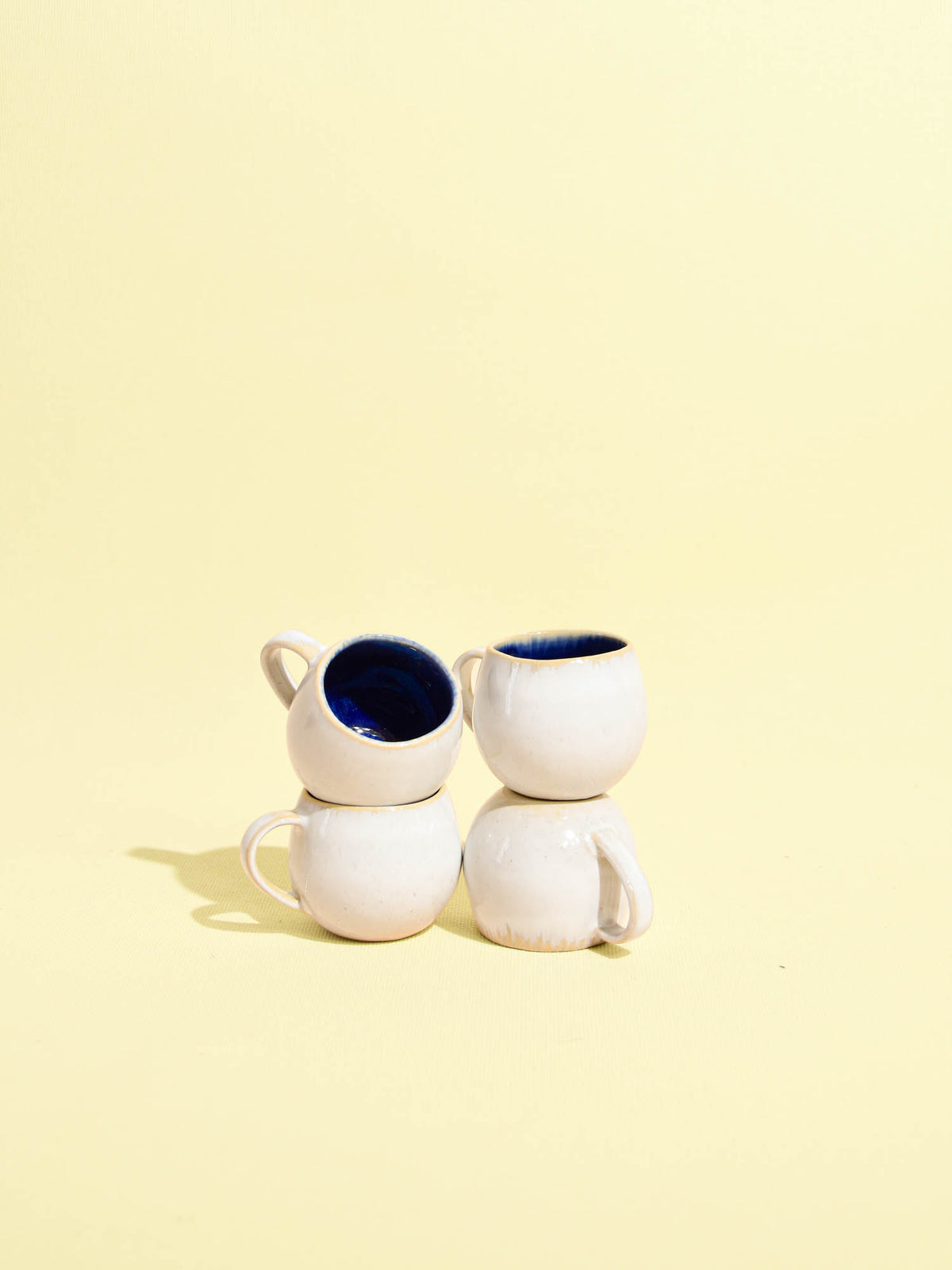 Mini mug en céramique émail bleu odyssée Céladon, set de 4