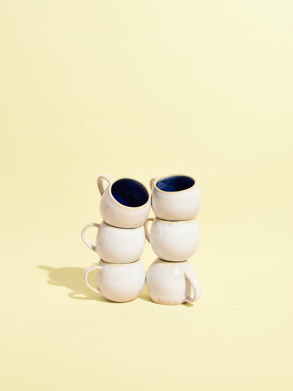 Mini mug en céramique émail bleu odyssée Céladon, set de 6