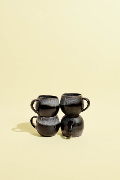 Mini mug en céramique émail noir écume Céladon, set de 4