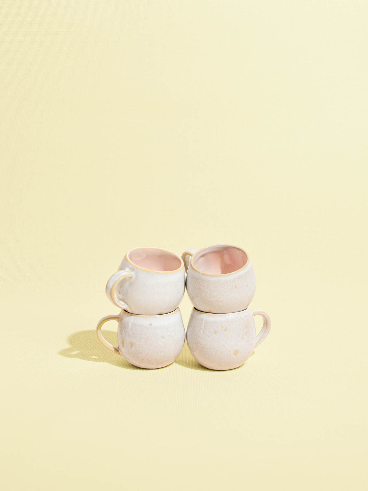 Mini mug en céramique émail rose bohême Céladon, set de 4