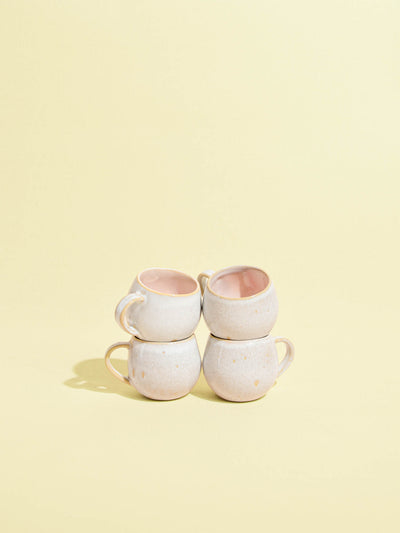 Mini mug en céramique émail rose bohême Céladon, set de 4