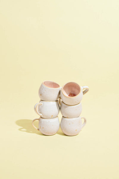 Mini mug en céramique émail rose bohême Céladon, set de 6