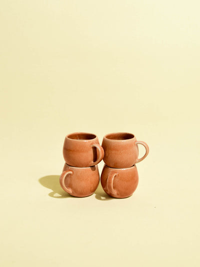 Mini mug en céramique émail terracotta sienna Céladon, set de 4