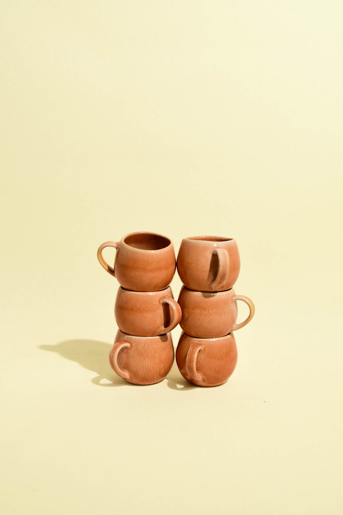 Mini mug en céramique émail terracotta sienna Céladon, set de 6