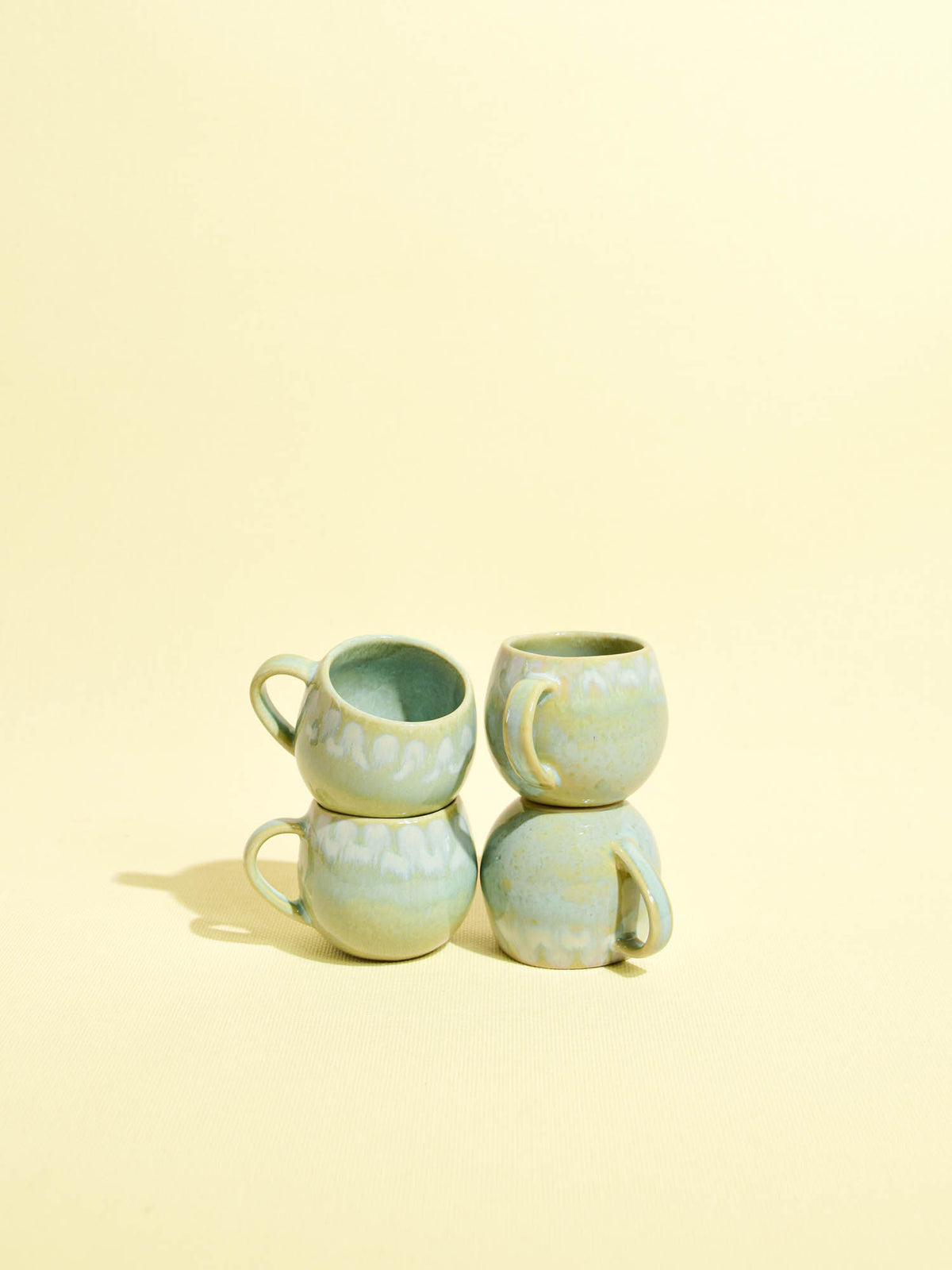Mini mug en céramique émail vert audacieux Céladon, set de 4